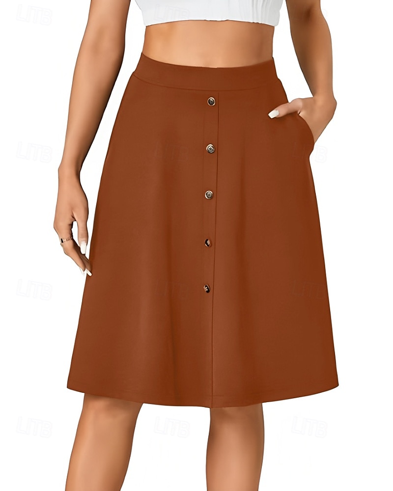 Femmes Jupe Occasionnel Au-dessus du genou Taille Basse Jupes Uni Avec Poches Micro-Élastique Vacances Rue Noir Rouge Bleu Marron Automne Polyester de 2025 ? $20.99 –P1