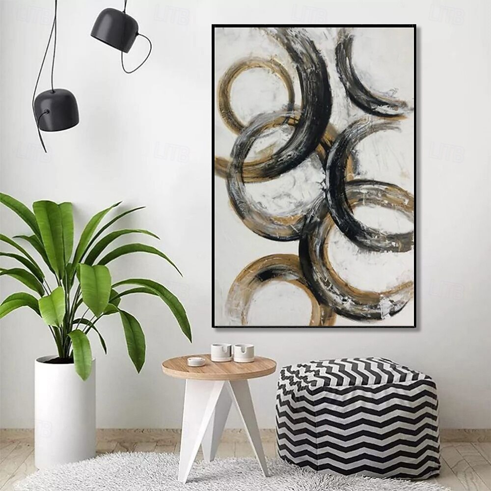 Peinture à l'huile faite à la main sur toile, décoration murale, cercle simple, abstrait, pour la décoration intérieure, cadre tendu, peinture suspendue/enroulée, sans cadre, peinture non étirée de 2025 ? $54.99 –P4