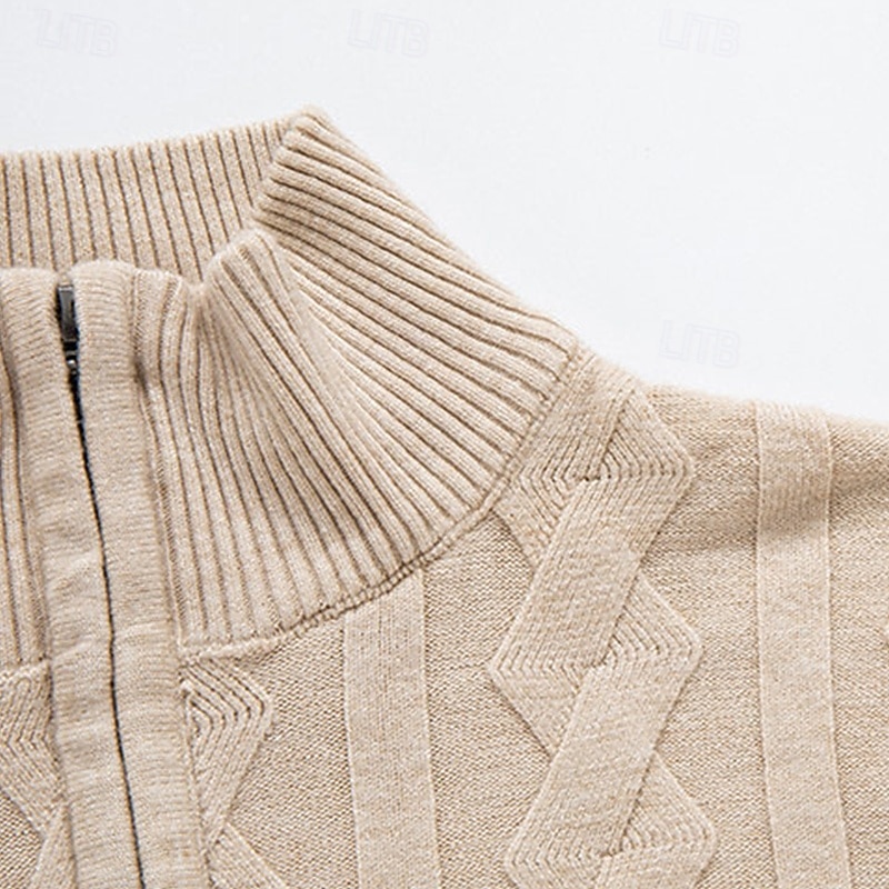 Herren Pullover Pullover mit Viertelreißverschluss Strickpullover Zopfmuster Stricken Normale Oberteile Gestrickt Einfach Viertelreißverschluss Mode Lässig Urlaub Alltagskleidung Bekleidung Herbst 2025 - $22.99 –P5