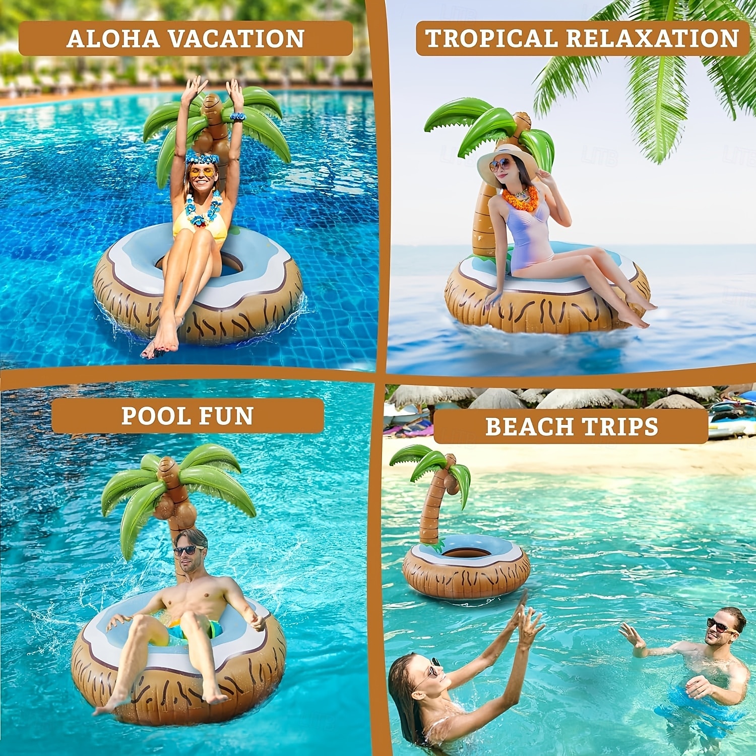 Unique Inflatable Pool Floats for Adult Coconut Pool Floaties for Adults Tiki Palm Tree Pool Float Big Tropical Pool Floats Hawaiian Luau Pool Party Decoration 2025 - $72.99 –P4