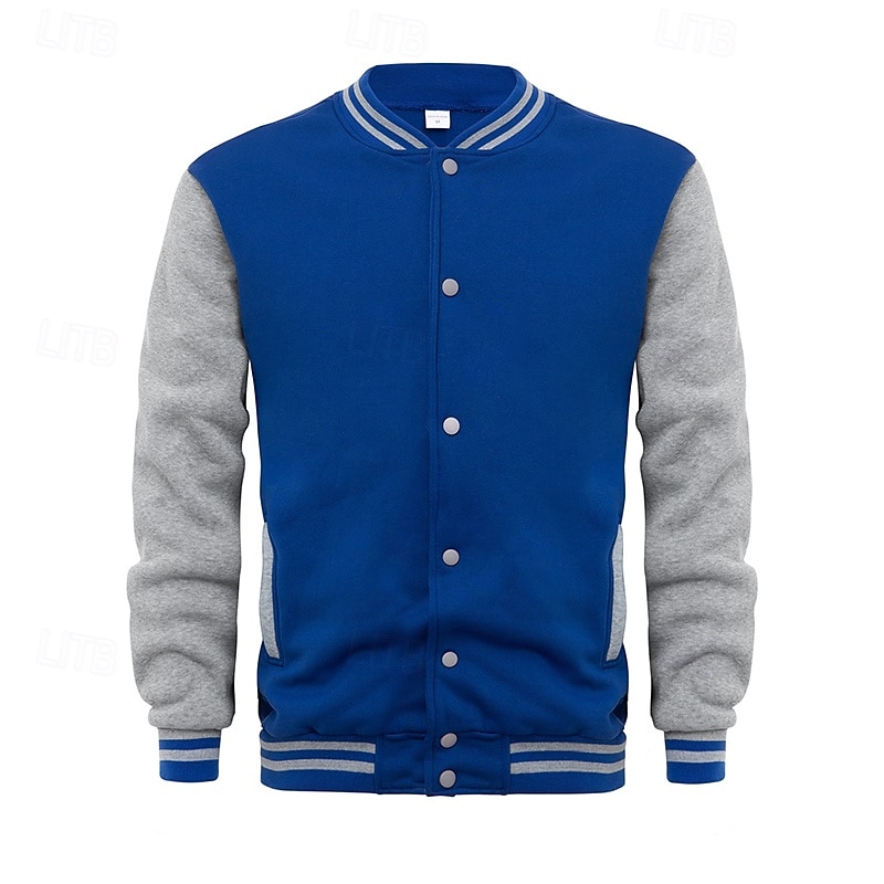 Per uomo Maglia Felpa con cappuccio abbottonata Blu marino Blu Grigio chiaro Grigio scuro Colletto Mao Semplice Patchwork Blocco di colore Sport & Outdoor Casuale Quotidiano Streetwear Cool del 2026 a $28.99 –P5