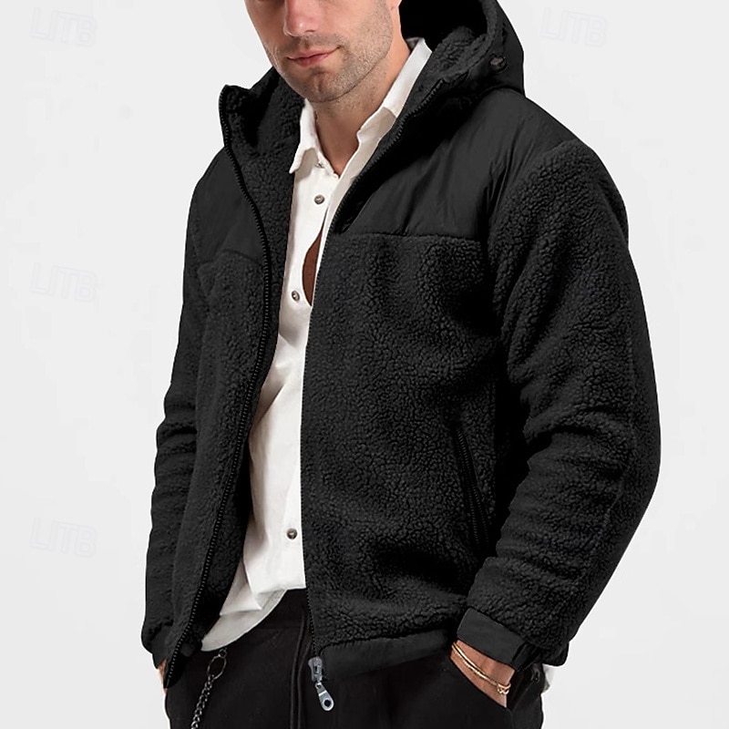 Per uomo Felpa con cappuccio Felpa con cappuccio a zip intera Felpa con cappuccio e zip corta Felpa con cappuccio in pile Nero Blu marino Beige Grigio Con Cappuccio Semplice Patchwork Cerniera Tasca del 2025 a $37.99 –P3