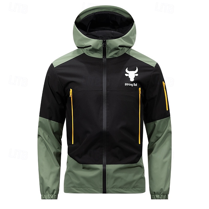 Herren Sport Jacke Regenmantel Wanderjacke Windjacke Outdoor Sport Wasserdicht Windjacke Reißverschluss Tasche Frühling Herbst Farbblock Mode Streetwear Mit Kapuze Regulär Hellgrün Dunkelgrün Khaki 2025 - $52.99 –P2