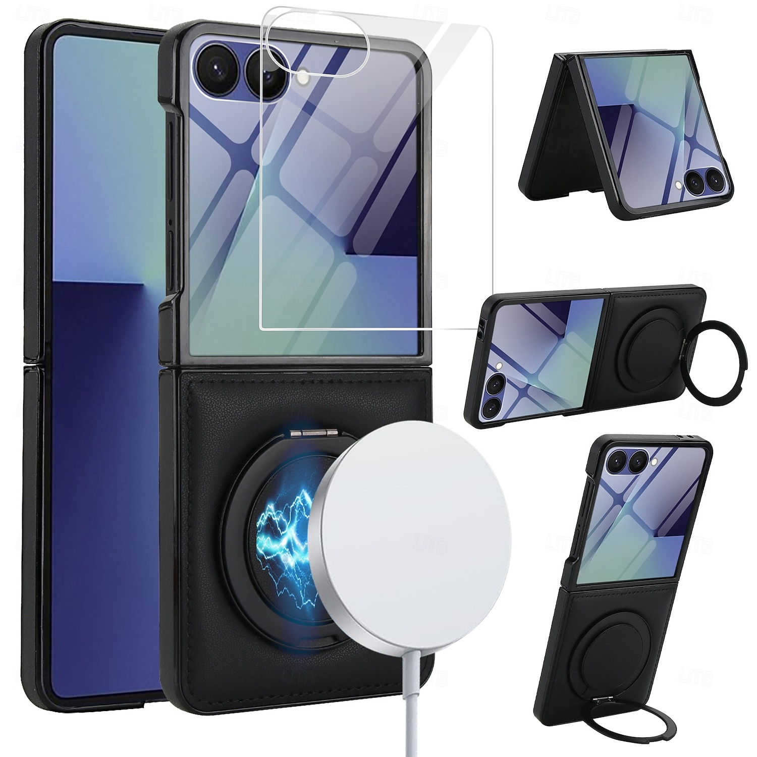 téléphone Coque Pour Samsung Galaxy Z Flip 7 Z Flip 6 Z Flip 5 Z Flip 4 Z Flip 3 Coque Arrière Supporte la Charge Sans Fil Support Antichoc Rétro TPU faux cuir de 2025 ? $24.99 –P1