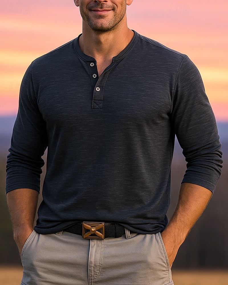 Per uomo Camicia da escursionismo cima dell'escursionismo Camicia Henley Manica Lunga Maglietta Top Esterno Leggero Traspirante Zip a un quarto Poliestere Nero Bianco Blu marino Tennis Golf Corsa del 2025 a $19.99 –P1