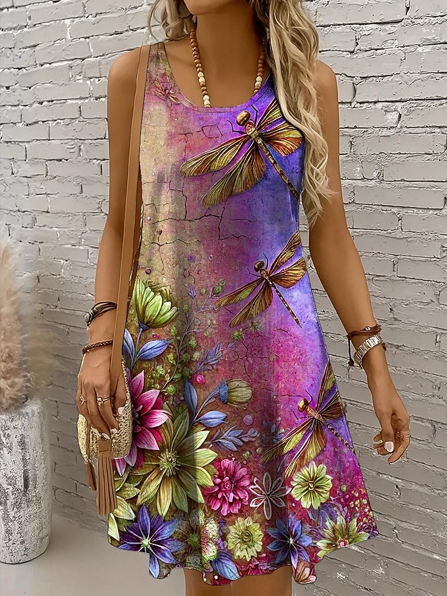 Halloween Femmes Mini Robe Robe d'Été Robe trapèze Robe à épaules dénudées Vacances Occasionnel Fête Plage Coupe régulière Fleuri Graphique Animal Sans manches Col ras du cou Col Rond Jaune Rouge de 2025 ? $23.99 –P5