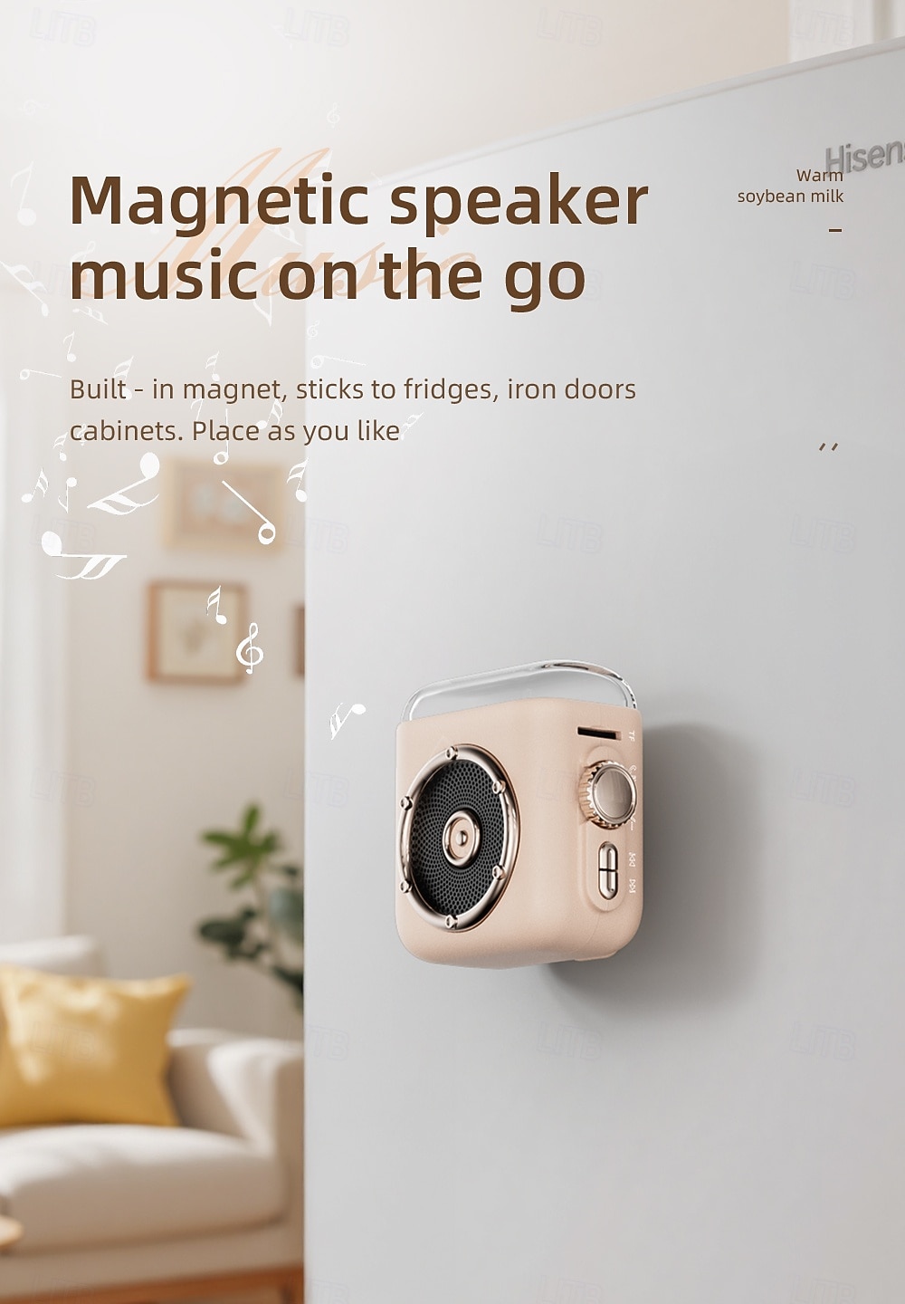Магнитная мини-колонка Bluetooth P6, небольшая портативная беспроводная Bluetooth-колонка с громким звуком, часами, ночником и поддержкой TF-карт для домашнего офиса, путешествий на природе, кемпинга, 2025 - $24.99 –P3