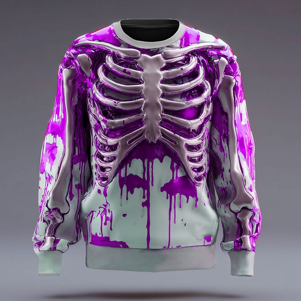 Per uomo 3D Scheletro Felpa Punk Festa Gotico Manica Lunga Girocollo Vacanza Blu Rosso Viola Arancione Verde Girocollo 3D Tutte le stagioni progettista S M L XL XXL XXXL del 2026 a $32.99 –P2