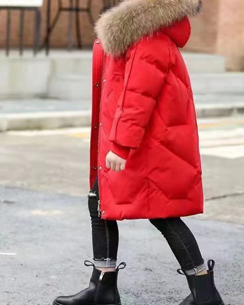 Copii Fete Jos Culoare solidă Modă Γούνινος Γιακάς Fermoar Buzunar Școală Palton Îmbrăcăminte exterioară 4-12 ani Iarnă Negru Roz Îmbujorat Roșu-aprins 2025 - $35.99 –P11