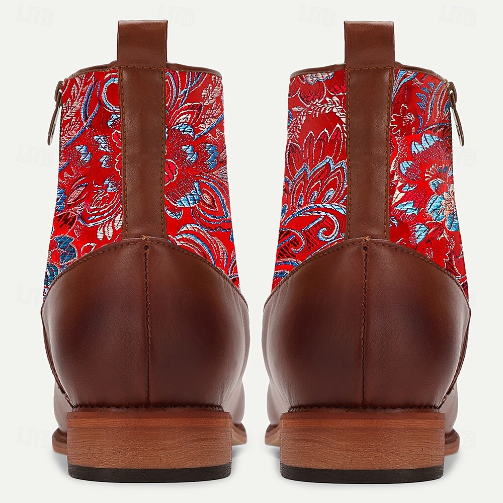 Homens Botas Caminhada Pele PU Tecido Jacquard Confortável Antiderrapante Respirável Botas / Botins Com Cadarço Castanho avermelhado Outono Inverno de 2025 por $46.99 –P6
