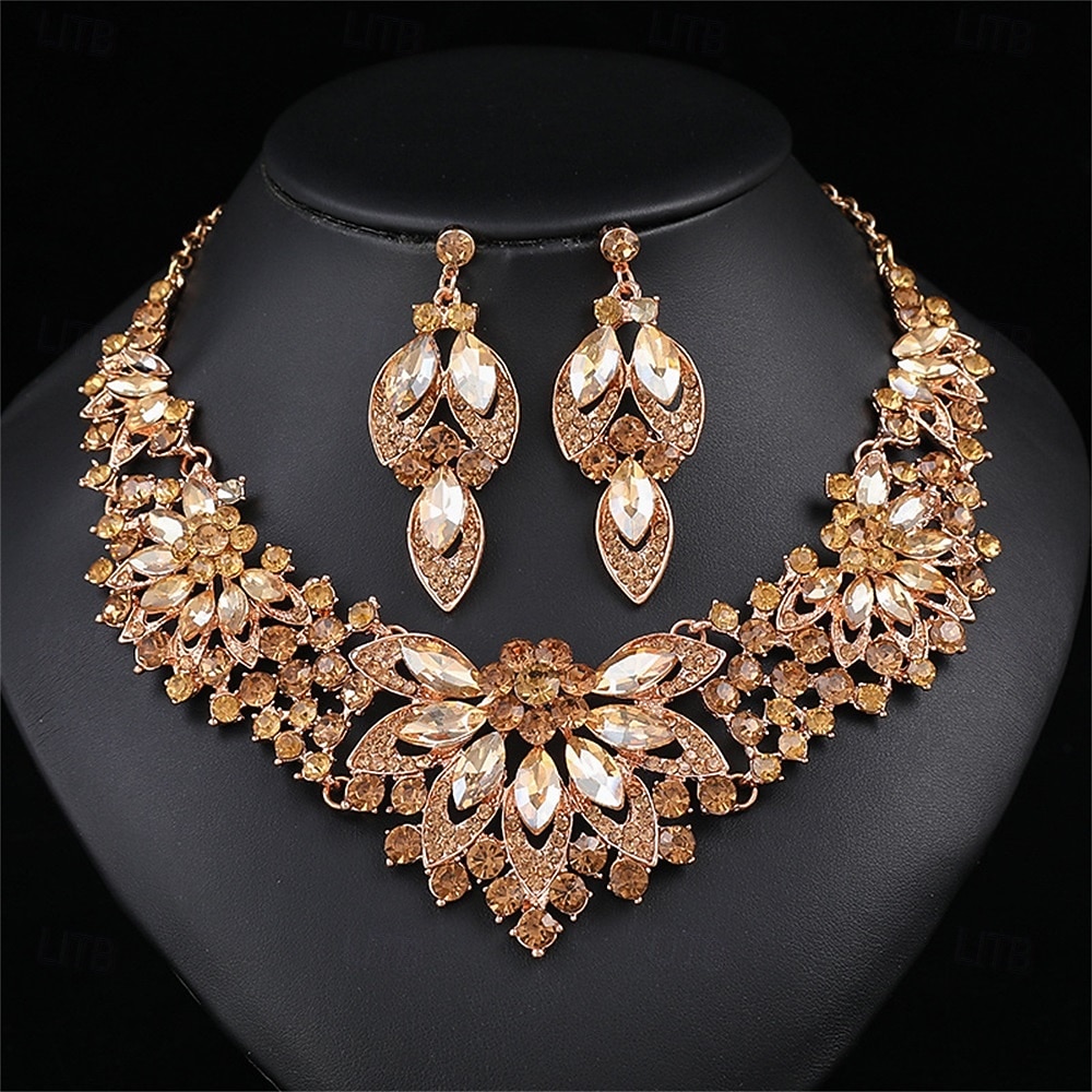 Jewelry Set Two-piece Suit Crystal Alloy Earrings Necklace Women's Elegant Vintage Fashion Vintage Style Classic Jewelry Set For Wedding Party Wedding Guest 2026 - $21.99 –P9