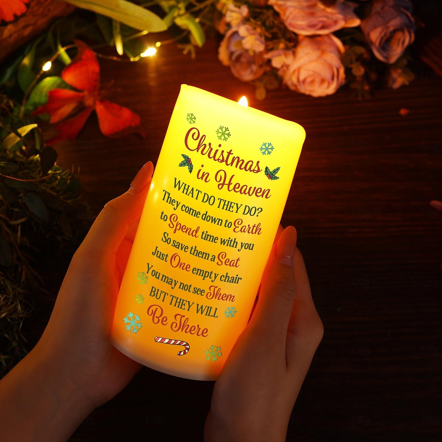 Candela commemorativa a LED personalizzata con testo personalizzato, regali di Natale per la perdita di una persona cara, elegante luce ricordo per la camera da letto, decorazione per la casa, espositore omaggio del 2025 a $15.99 –P5