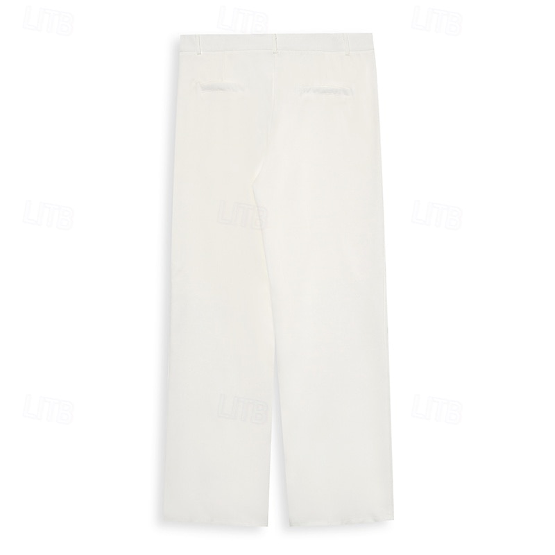 Herren Anzughose Hose Fronttasche Gerader Schnitt Einfach Komfort Atmungsaktiv Volle Länge Formell Hochzeit Geschäft Mode Klassicher Stil Lässiger Schnitt Schwarz Weiß Unelastisch 2025 - $29.99 –P3