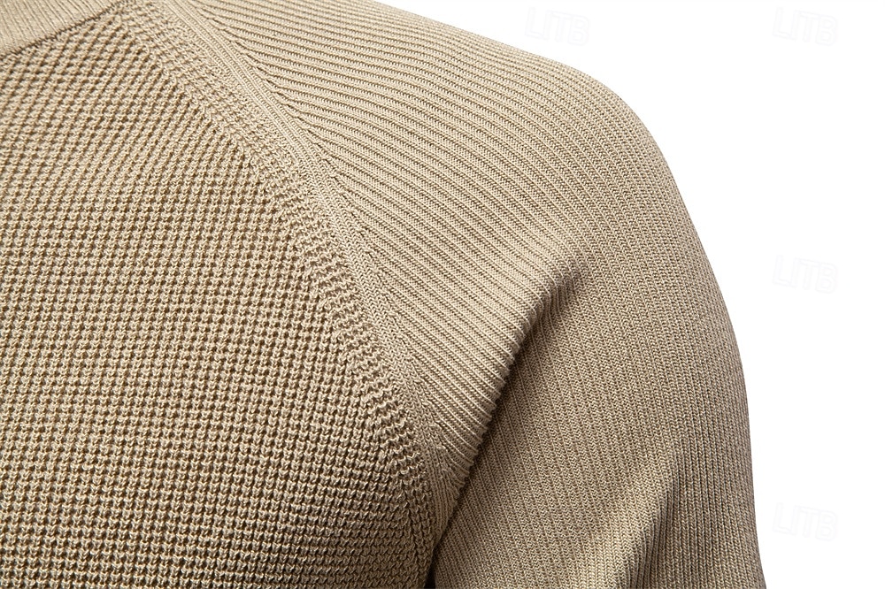 Herre Pullover genser Vaffelstruktur Strikke Crewneck عادي Crew-hals Årgang Kul Skole Feriereise Klær Raglan Ermer Vår Høst Mørk Marineblå Kakifarget S M L 2026 - $35.99 –P12