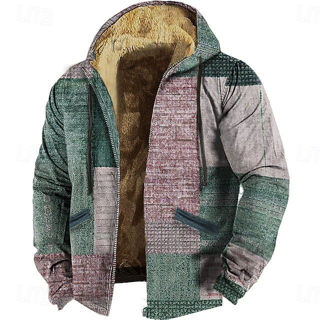 Per uomo Geometrico Blocco di colori Patchwork Pile Felpa con Cappuccio Felpa Vintage Retrò Manica Lunga Girocollo All'aperto Abbigliamento casual alla moda Blu marino Blu Verde Grigio Coulisse del 2026 a $51.99 –P3