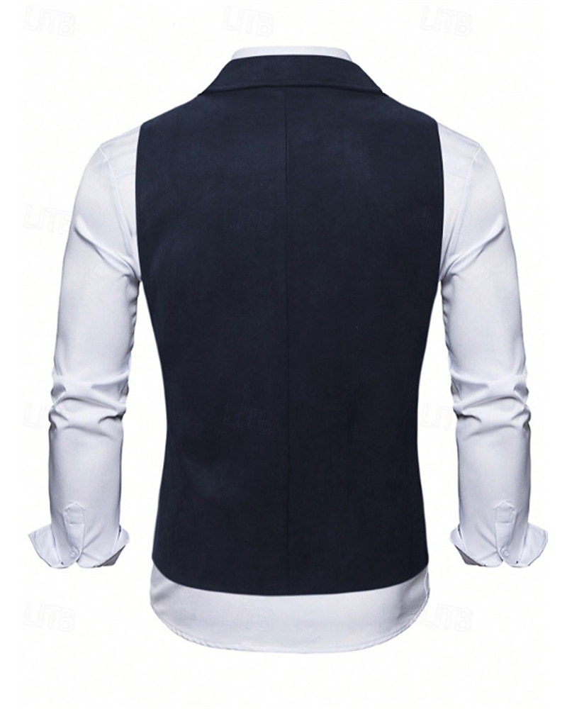 Ανδρικά Veste Γιλέκο Gilet Διακοπές Πάρτι Επιχείρηση Μοντέρνα Καθημερινό Άνοιξη Φθινόπωρο Κουμπιά Πολυεστέρας Άνετο Σκέτο Σταυρωτό Πέτο Κανονικό Μαύρο Βαθυγάλαζο Καφέ Γιλέκο 2025 - $32.99 –P13