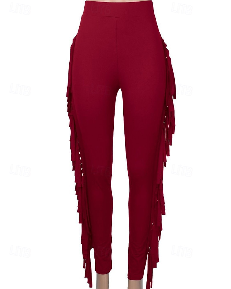 Naisten Housut Sukkahousut Mukavat leggingsit Katutyyli Vapaa-aika Täyspitkä Luonnollinen Tavallinen Tupsu Joustava vyötärö Mukava Pyhäpäivä Arki-asut Viikonloppu purppura Musta Valkoinen Armeijan 2025 - $24.99 –P10