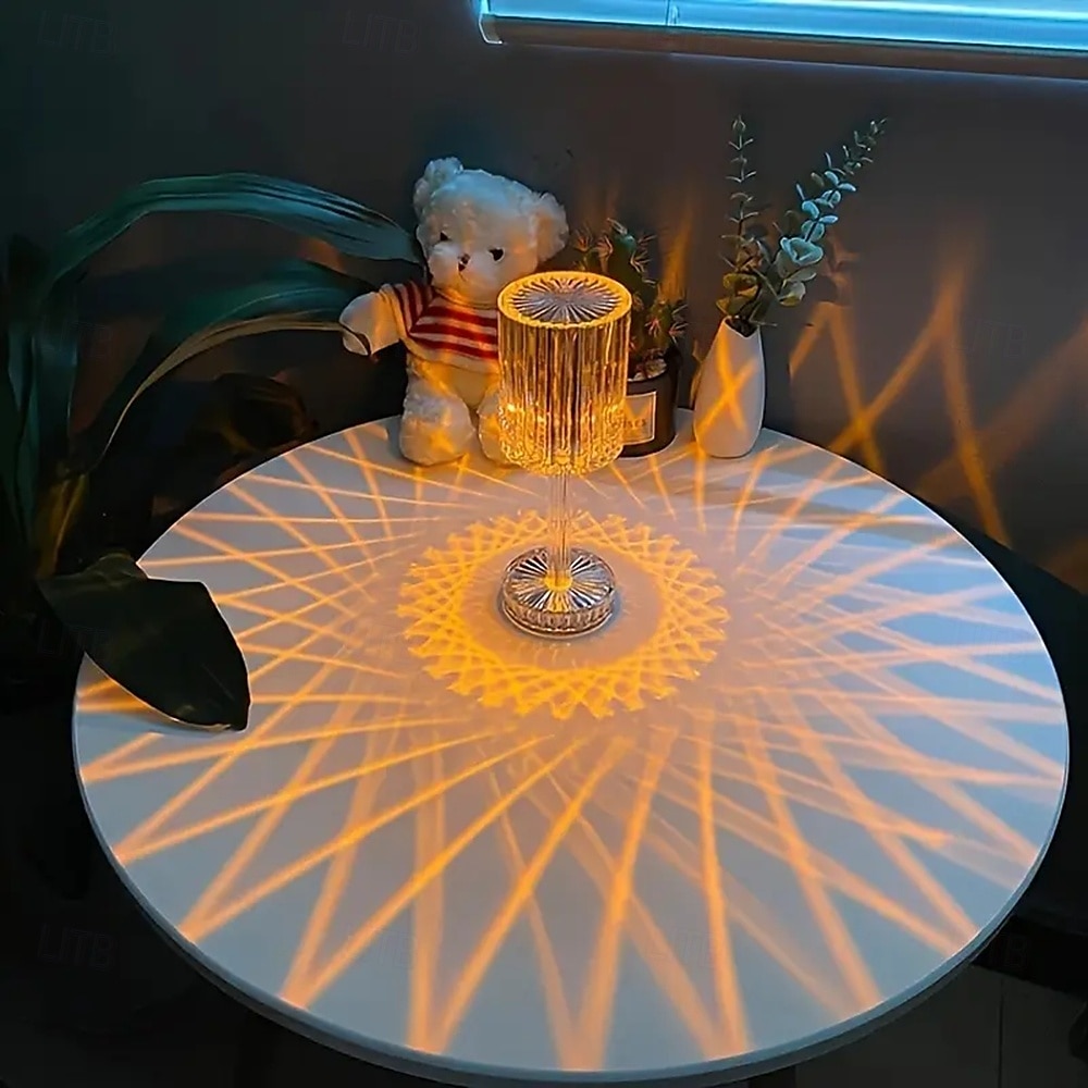 elegante abajur de cabeceira com toque de cristal - luz LED ajustável com bateria recarregável e carregamento USB, decoração de interiores, luminária de mesa moderna, luminária de mesa decorativa, luz de 2025 por $14.99 –P4