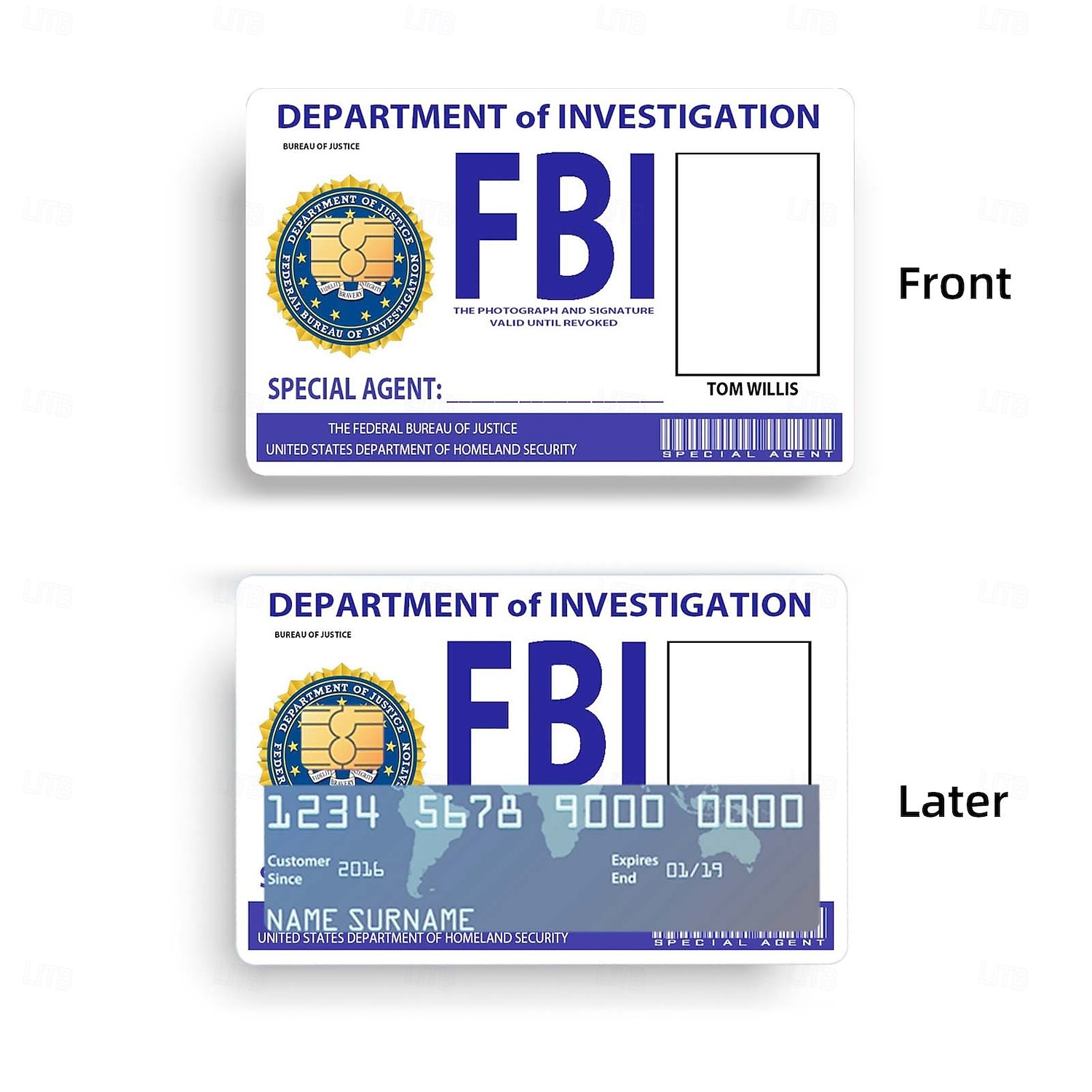 Набор из 4 скинов карт секретных агентов для косплея FBI/ICE Designs &подарочный набор наклеек матовый идентификатор &Декоративные наклейки для кредитных карт, персонализированные стильные наклейки 2026 - $12.99 –P1