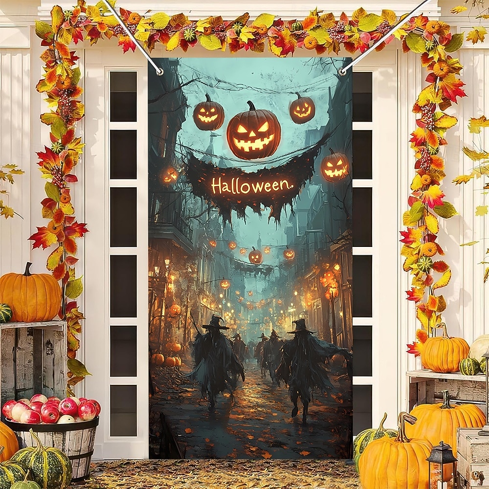 Halloween Cubierta de la puerta pancartas al aire libre Calabaza Éxtasis. Gótico punk oscuro Fiesta Al Aire Libre Fondos de disparos Puerta de Entrada Porche de pared Fondo de puerta de pared con 2025 - $15.99 –P6