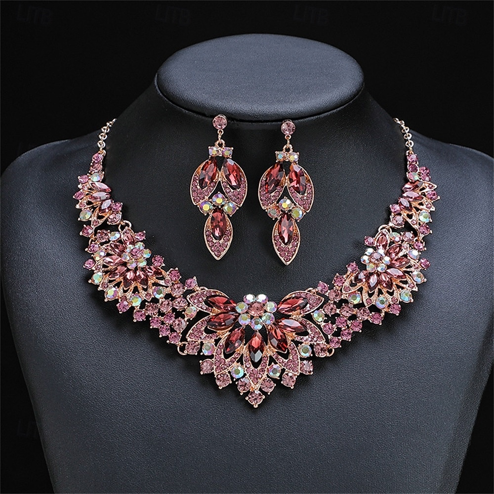 Jewelry Set Two-piece Suit Crystal Alloy Earrings Necklace Women's Elegant Vintage Fashion Vintage Style Classic Jewelry Set For Wedding Party Wedding Guest 2026 - $21.99 –P6