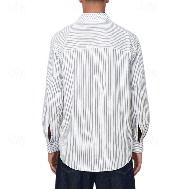 Per uomo Camicia Camicia Estiva Camicia casual Camicia da Spiaggia Camicia con Bottoni Nero Bianco Kaki Azzurro Manica Lunga A righe Colletto alla coreana Vacanza Camicia hawaiana Abbigliamento del 2025 a $28.99 –P2