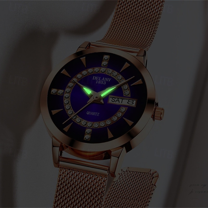 The New Ladies' Alloy Mesh Strap Fashion Watch With Ipx7 Water Resistance Dual Calendar Luminous Casual Quartz Watch Light Luxury And Versatile Elegant Ladies' Wristwatch 2025 - $16.99 –P9