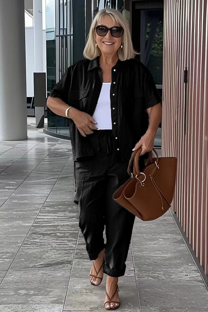 Femmes Taille EU / US Ensembles de Pantalons Manche Courte Noir Blanche Gris Automne de 2025 ? $31.99 –P7