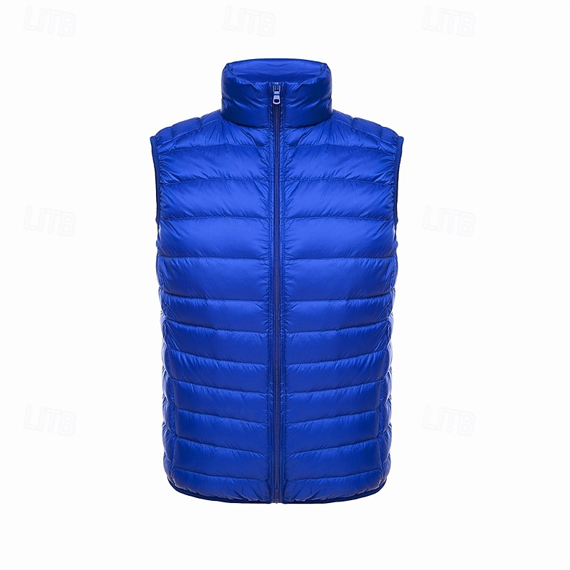 Homens Baixa Colete puffer Colete Gilet Férias Diário Encontro Moda Casual Inverno Bolsos Poliéster Penas de Pato Manter Quente Confortável Côr Sólida Zíper Colarinho Chinês Normal Preto Vinho Azul de 2026 por $34.99 –P5