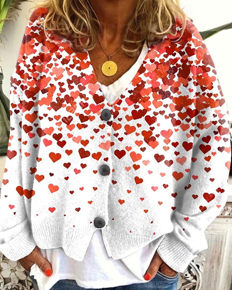 Damen Mantel Freizeitjacke Warm Bequem Druck Mode Modern Lässig Blumen Ausgehen Wochenende Einreihig Regulär V Ausschnitt Normale Passform Langarm Oberbekleidung Weiß Blau Purpur Herbst Winter 2025 - $22.99 –P3