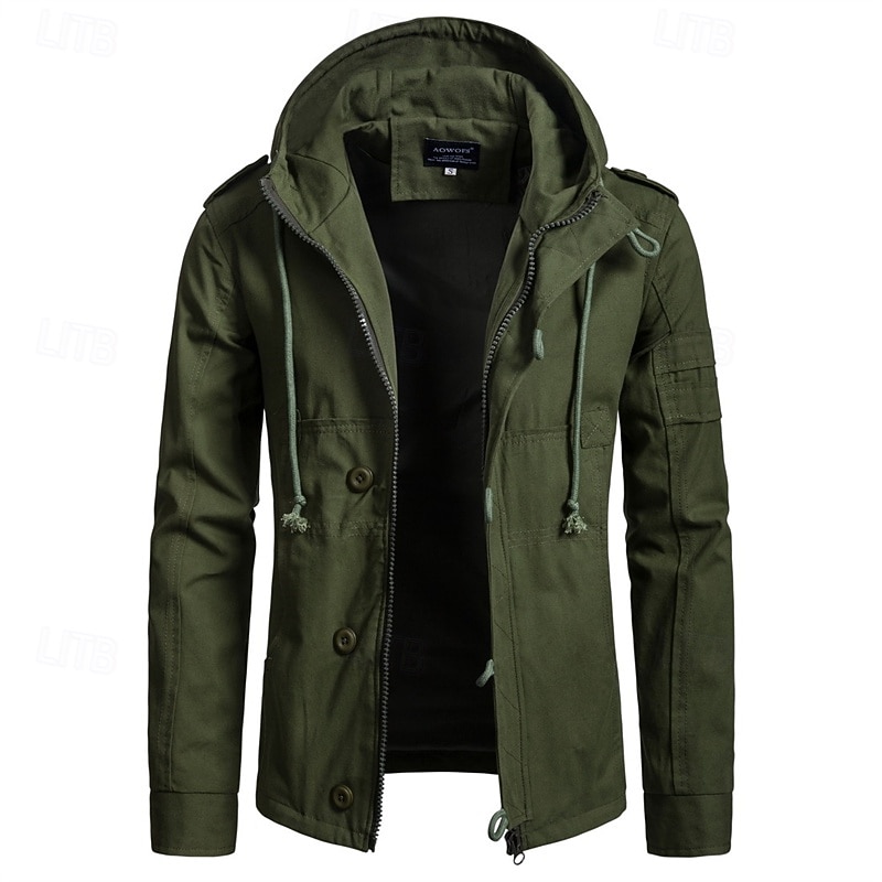 Per uomo Cappotto da marinaio Trench Vacanza Quotidiano Autunno Inverno Misto Cotone Calore Termico Capispalla Abbigliamento Moda Classico Semplice Tasca Con Cappuccio Cerniera del 2025 a $61.99 –P13