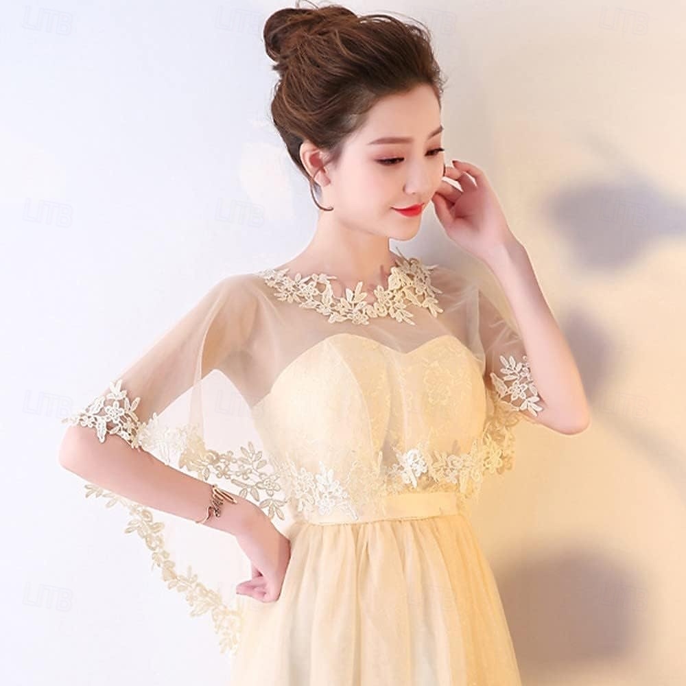 Chaquetas de bolero de encaje para novia, boda, chal, fiesta formal, graduación, noche, capa para novia, dama de honor, encogimiento de hombros 2026 - $17.49 –P5