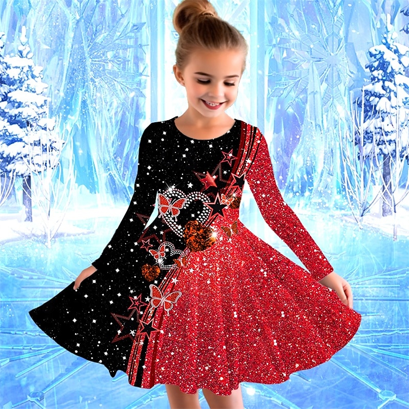 Mädchen' 3D Schmetterling Kleid Langarm Sommer Frühling Urlaub Täglich Ferien Prinzessin Schön Süß Kinder 4-12 Jahre Freizeitkleid A Linie Kleid Knielang Normale Passform 2025 - $16.99 –P6