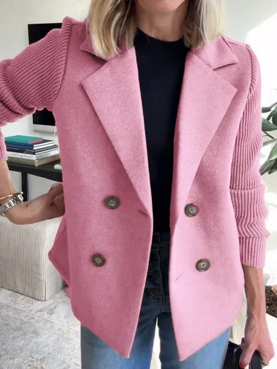 Damen Mantel Bequem Atmungsaktiv Knöpfe Mode Täglich Einfach Outdoor Lässig Täglich Einreihig Regulär Revers Normale Passform Langarm Oberbekleidung Hellblau Schwarz Rosa Frühling Herbst 2025 - $35.99 –P9