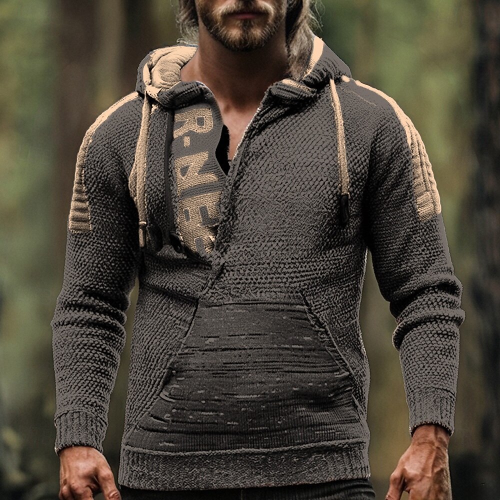 Herren Pullover Pullover mit Viertelreißverschluss Strickpullover Gerippt Stricken Normale Oberteile Gestrickt Buchstabe Mit Kapuze Mode Basic Urlaub Alltagskleidung Bekleidung Herbst Winter Gelb Rote 2025 - $41.99 –P3