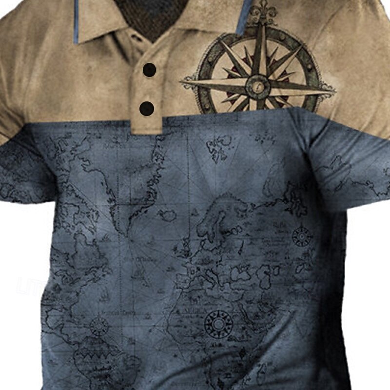Homme Nautique Polo Chemise de golf Manche Courte Polos Chemises à Col ancien Occasionnel Vêtements de vacances Vêtements de bateau Tenues de fête Boutons Impression 3D Bleu Bleu Poudré Violet de 2026 ? $23.99 –P2