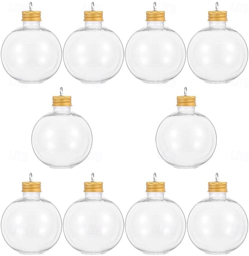 Lot de 10 boules d'alcool de Noël transparentes de 50 ml/100 ml, ornements à remplir pour sapin de Noël avec pendentif en argent et en or, boules d'alcool suspendues pour bricolage, décoration de fête de 2025 ? $9.49 –P4