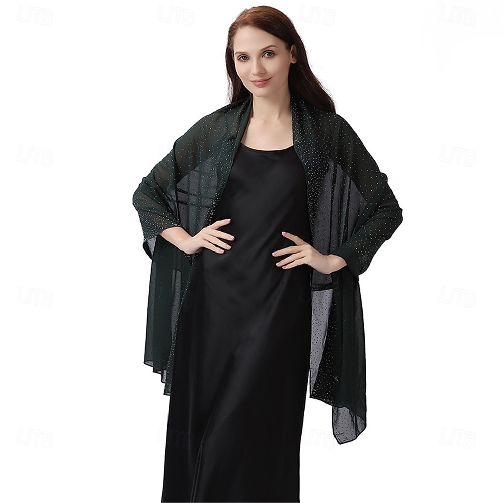 scialli e stole da donna per abiti da sera, scialli in chiffon trasparente con strass scintillanti, copriabiti formali del 2025 a $31.99 –P13