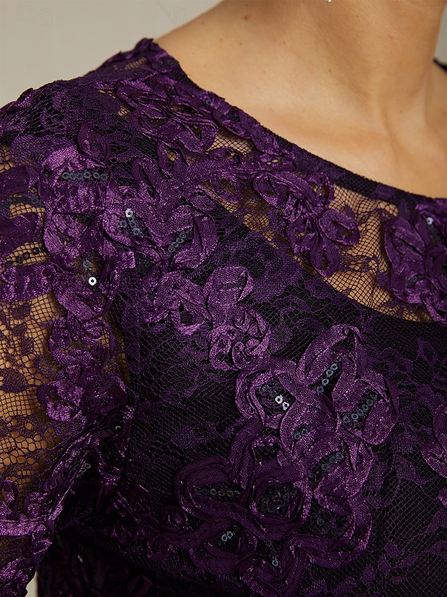 damekåpe blazerjakke blonder brodert åpen front elegant blomstermønster formell jubileumsfest bryllupsgjest åpen front lang rund hals normal passform langermet yttertøy aubergine vår høst 2025 - $69.99 –P3