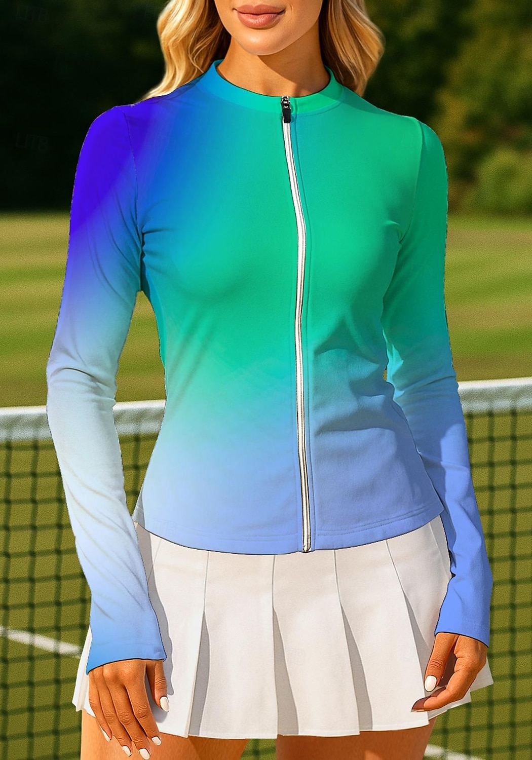 Per donna Sfumatura Top Maglietta sportiva Maglia da tennis Manica Lunga Cerniera Floreale UPF50+ Resistente ai Raggi UV Alta elasticità Traspirante Pallavolo Tennis Golf Girocollo Il giro Maglietta del 2026 a $20.99 –P1