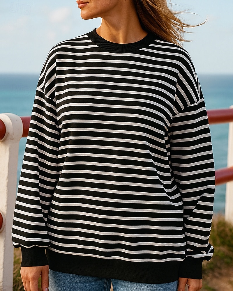 Dámské Mikina s kapucí Ležérní topy Dlouhý rukáv Vrchní část oděvu Oblečení na atletiku Podzim S proužky Módní Venkovní Cestování sportovní oblečení Sportovní oděvy Černá Bílá Světlá růžová 2025 - $23.99 –P3