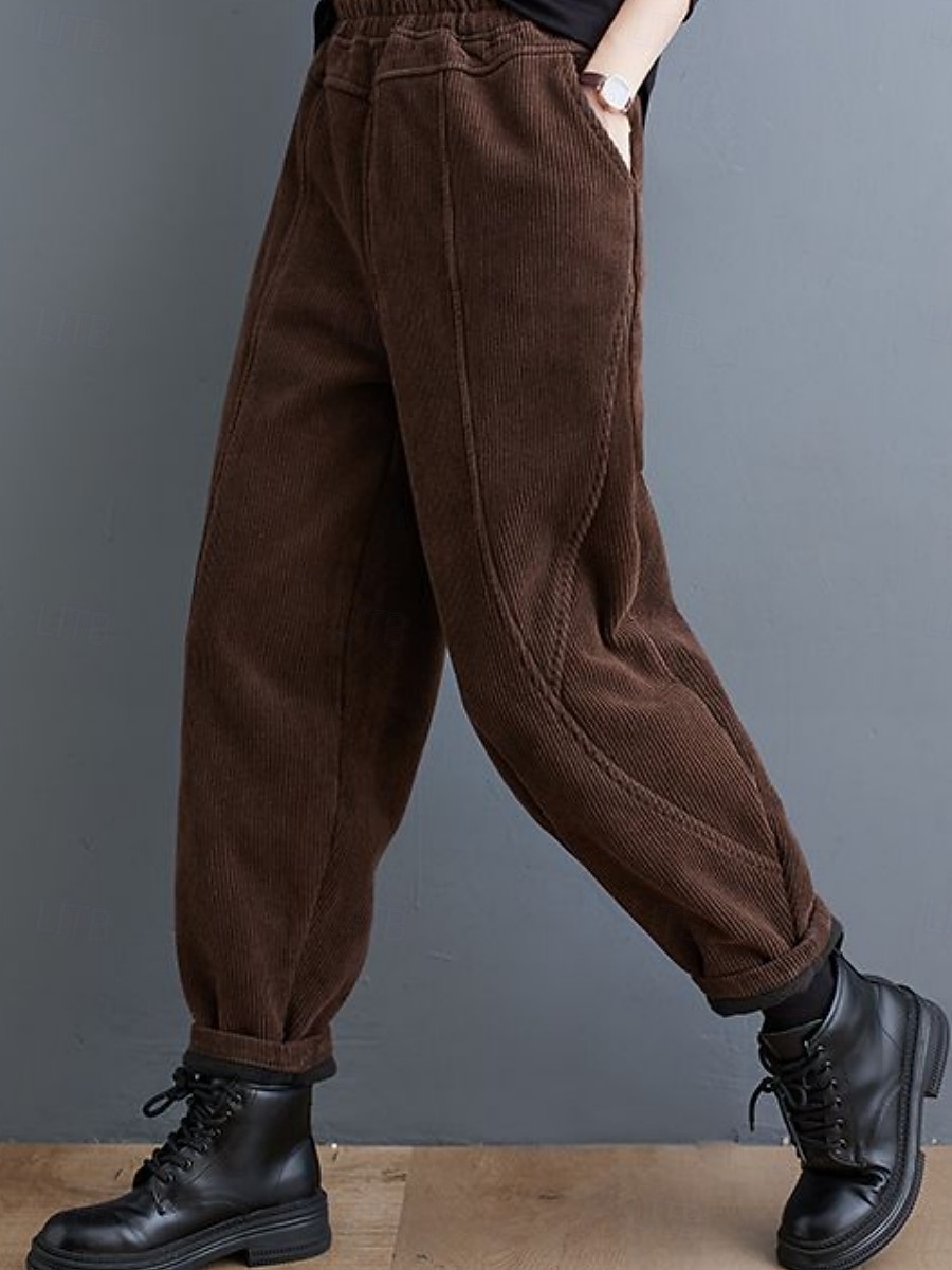 Mujer Chinos Vacaciones Moda Casual Longitud total Alta cintura Plano Bolsillo Cintura elástica Confortable Suave Cómodo Microelástico Exterior Calle Negro Morado Verde Trébol Café Primavera Otoño 2025 - $26.99 –P10