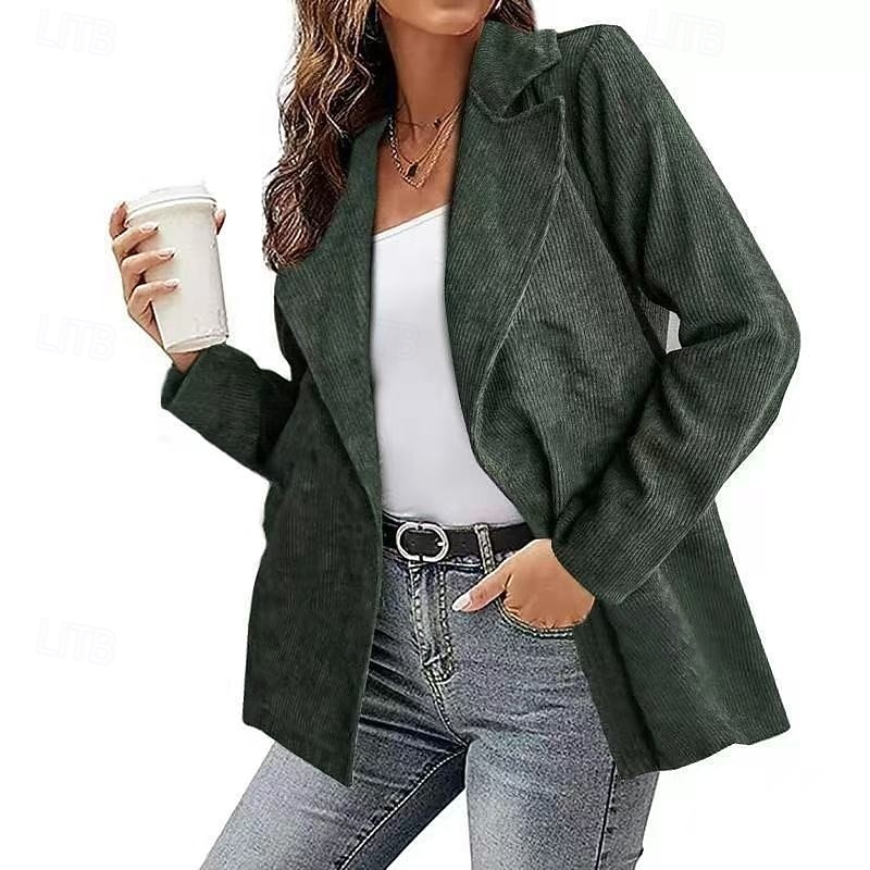 Women's Blazer Comfortable Buttons Fashion Plain Vacation Holiday Single Breasted Regular Turndown Regular Fit Long Sleeve Outerwear White Royal Blue Fuchsia Fall Winter 2026 - $46.99 –P3