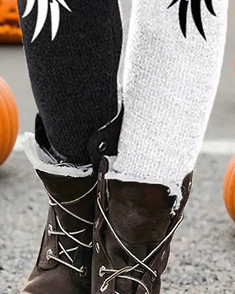 Dam Byxor Damasker Mysiga leggings Streetwear Ledigt Fullängd Hög midjaPantsHalloween Färgblock Grafiska tryck Elastisk midja Mönster Mateial som andas Bekväm Elastisk Semester Gata Dagliga kläder 2025 - $23.99 –P3