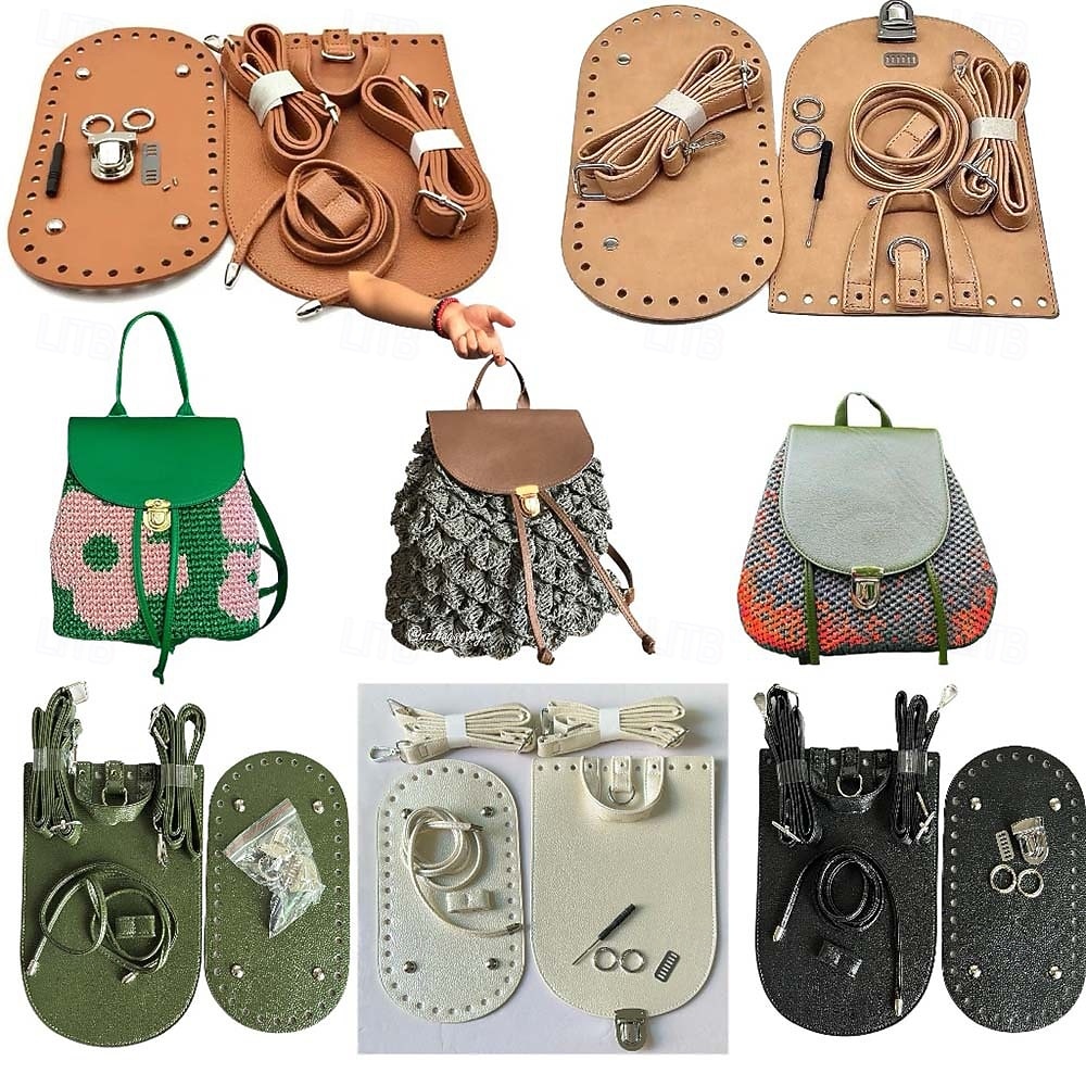 Kit fai da te per zaino in pelle intrecciata da 7 pezzi - set con fondo e patta per borsa in similpelle lavorata a maglia, con uncinetto e accessori - per adulti &adolescenti - perfetti per i del 2025 a $24.99 –P17
