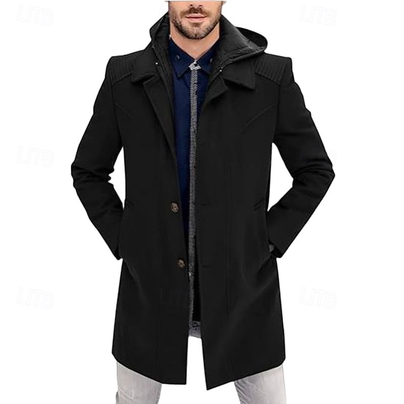 Herren Parka Trenchcoat Urlaub Täglich Herbst Winter Polyester Winddicht Oberbekleidung Bekleidung Mode Klassisch Einfach Tasche Mit Kapuze Reisverschluss 2025 - $52.99 –P8