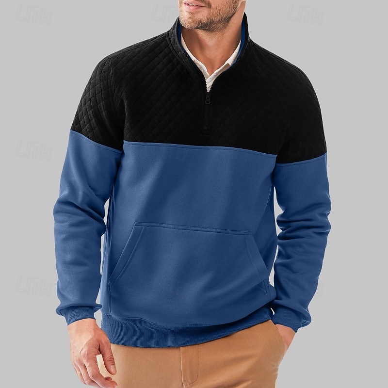 Homens Moletom Moletom Waffle Moletom de lã Moletom com capuz Moletom com zíper Preto Azul Marron Verde Cinzento Colarinho Clerical Tecido Patchwork Bloco de cor Desportos e Ar livre Casual Diário de 2025 por $32.99 –P3