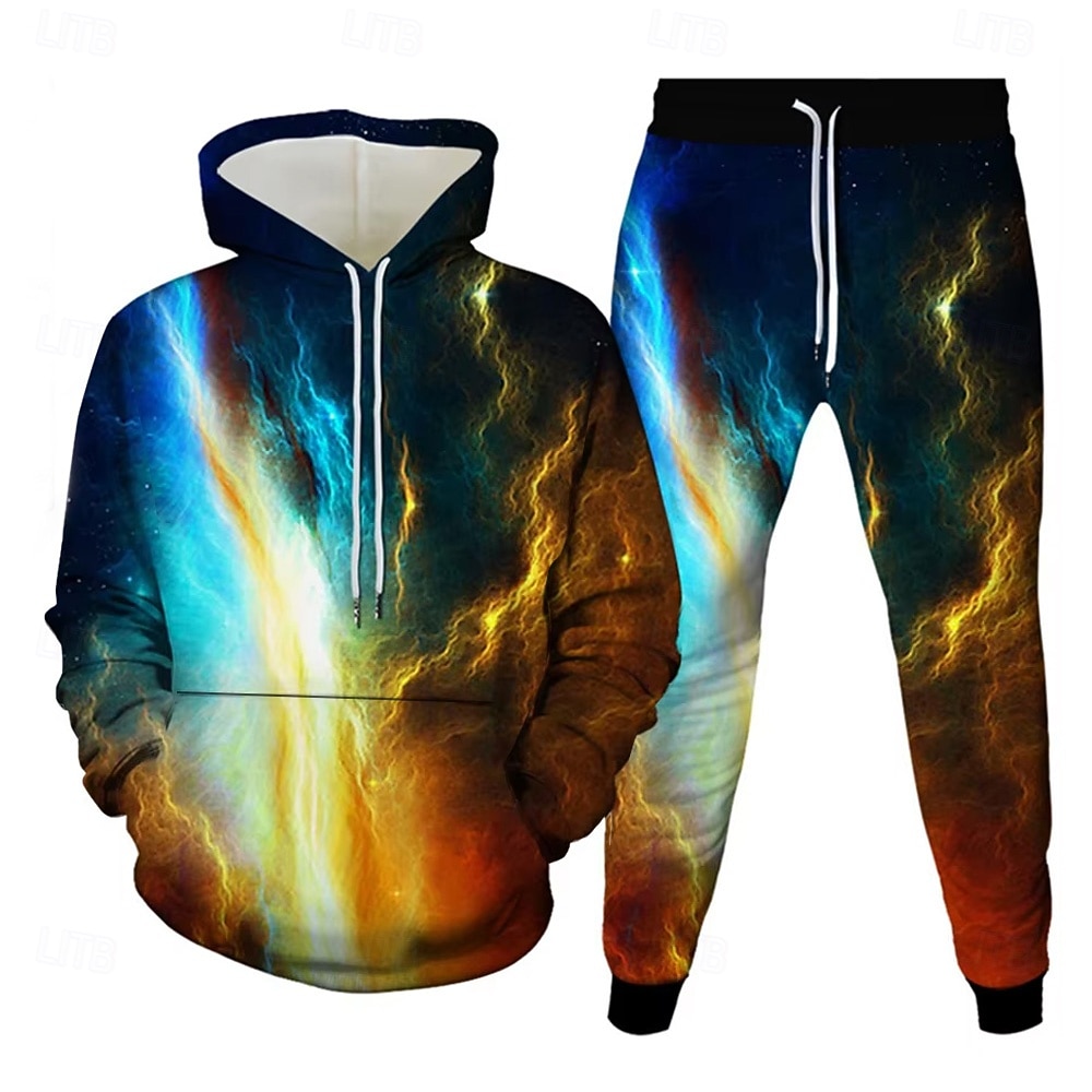 Per uomo Galassia 2 pezzi Set di felpe 3D Tuta Felpa con Cappuccio Manica Lunga Pantaloni lunghi Con Cappuccio Casual Quotidiano Athleisure Stampa 3D Primavera Autunno Inverno Rosso rubino del 2026 a $41.99 –P1