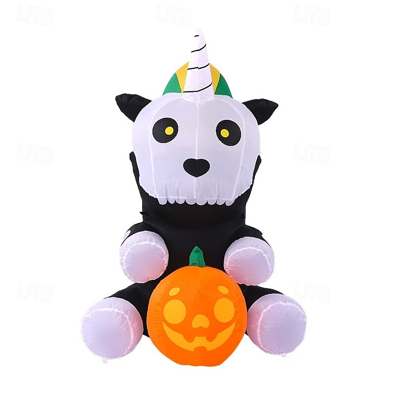 1 db 1,5 m-es halloweeni felfújható légmodell ülő csontváz unikornis led világító felfújható fólia udvari dekorációs dísz 2025 - $63.99 –P3