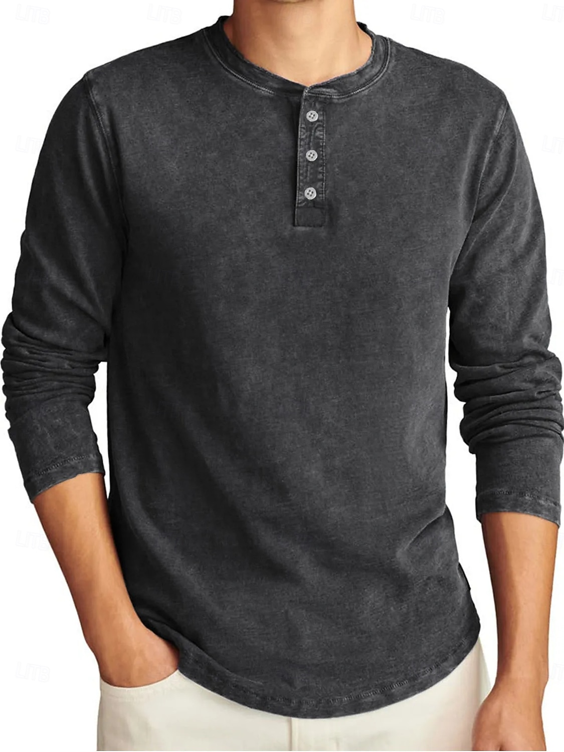 Herren Henley Hemd T-Shirt Langarmshirt Langarm Henley Herbst Winter Retro Mode Designer Nostalgisch Mode Jahrgang Urlaub Straße Ausgehen Marineblau Schwarz Hellgrün Top T-Shirt für Herren 2025 - $29.99 –P8